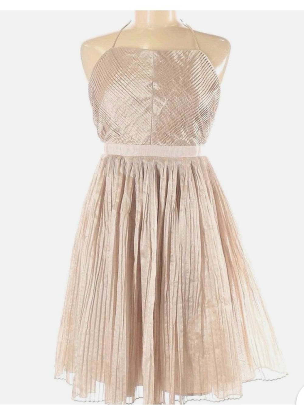 Banana Republic Blush Pleated Halter Midi Dress